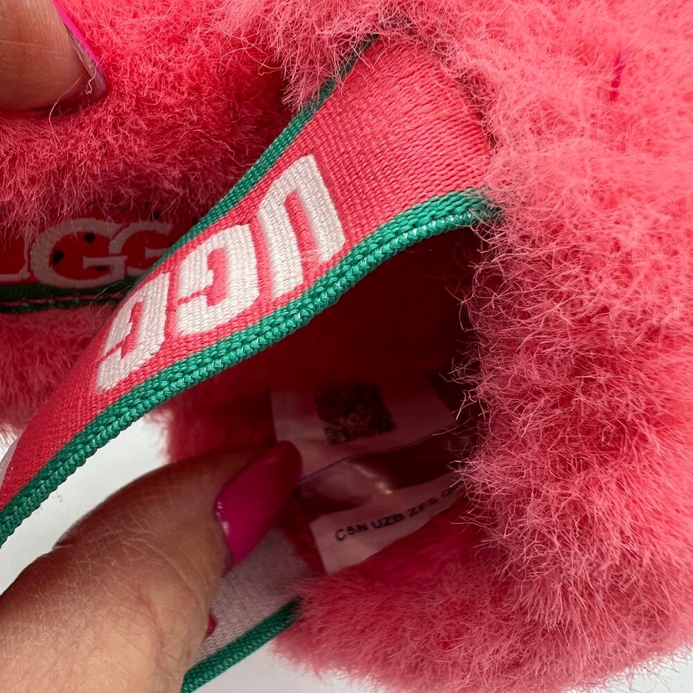 Ugg Toddlers Fluff Yeah Watermelon Stripe and Sunglasses Slides Slippers Size 9 - Picture 6 of 9